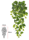 Ver imagem 1 de Planta Artificial Folhagem Jiboia Pendurar Real Toque X153 Verde Creme 1m