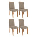 Ver imagem 1 de Kit 4 Cadeiras para Sala de Jantar Estofadas Tais Bege/Cinamomo