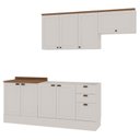 Ver imagem 2 de Cozinha 4 Peças com Aéreo para Geladeira e Balcão com Tampo para Cooktop 100% MDF Branco/Fosco/Ébano