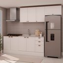 Ver imagem 1 de Cozinha 4 Peças com Aéreo para Geladeira e Balcão com Tampo para Cooktop 100% MDF Branco/Fosco/Ébano