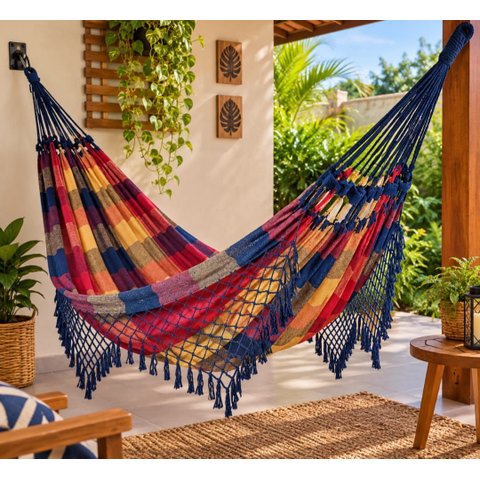 Rede de Dormir Descanso Casual Pernambucana Algodão Premium Cor Colorida