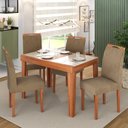 Ver imagem 2 de Mesa de Jantar Extensível 120cm Naturalle Madeira Maciça Marrom/Marrome/Off White