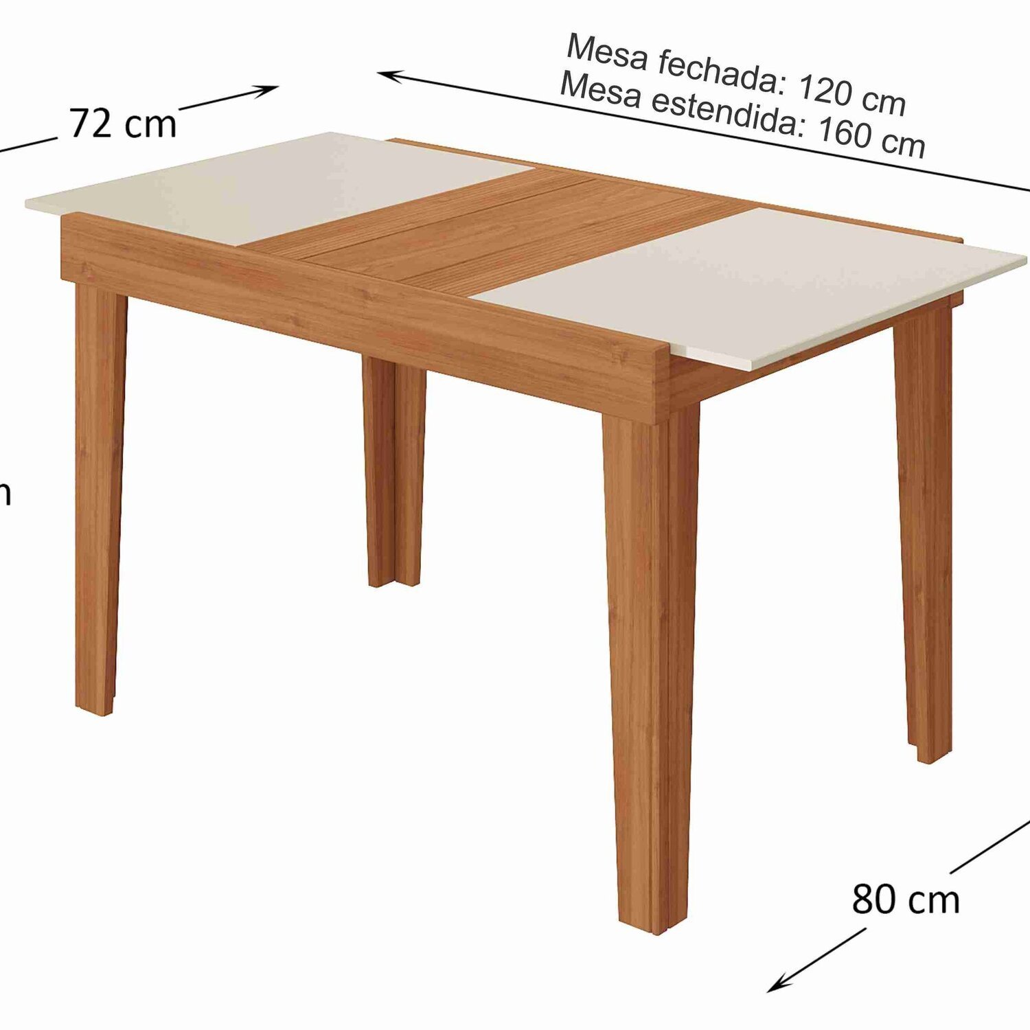 Mesa de Jantar Extensível 120cm Naturalle - 3