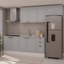 Ver imagem 1 de Cozinha 4 Peças com Aéreo para Geladeira e Balcão com Tampo Impermeável para Cooktop 100% Mdf