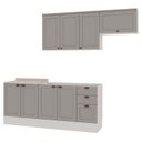 Ver imagem 2 de Cozinha 4 Peças com Aéreo para Geladeira e Balcão com Tampo Impermeável para Cooktop 100% MDF Cinza/Branco/Fendi