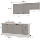 Ver imagem 3 de Cozinha 4 Peças com Aéreo para Geladeira e Balcão com Tampo Impermeável para Cooktop 100% MDF Cinza/Branco/Fendi
