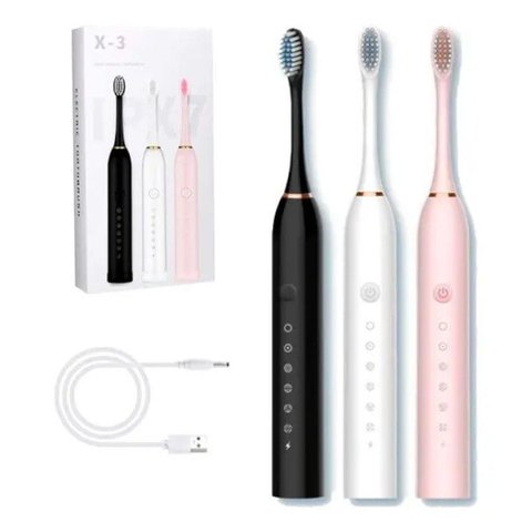 Super Kit 2 Escovas Dental Elétrica Vibratória Recarregável Portatil Usb