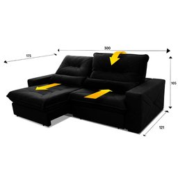 Sofá Retrátil Reclinável Sevilha 300cm Suede Velut com Molas Ensacadas - King House - 2
