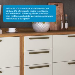 Balcão de Cozinha 120cm com 2 Portas Basculantes 3 Gavetas e Tampo 100% Mdf Vicenza Espresso Móveis - 6