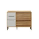 Ver imagem 5 de Balcão de Cozinha 120cm com 2 Portas Basculantes 3 Gavetas e Tampo 100% MDF Vicenza Espresso Móveis Bege/Amêndoa/Off White