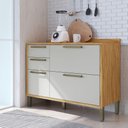 Ver imagem 1 de Balcão de Cozinha 120cm com 2 Portas Basculantes 3 Gavetas e Tampo 100% MDF Vicenza Espresso Móveis Bege/Amêndoa/Off White