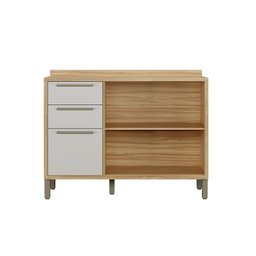 Balcão de Cozinha 120cm com 2 Portas Basculantes 3 Gavetas e Tampo 100% Mdf Vicenza Espresso Móveis - 4