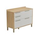 Ver imagem 3 de Balcão de Cozinha 120cm com 2 Portas Basculantes 3 Gavetas e Tampo 100% MDF Vicenza Espresso Móveis Bege/Amêndoa/Off White