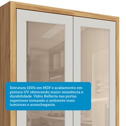 Paneleiro Duplo com 4 Portas e Vidro Reflecta 100% Mdf Vicenza Espresso Móveis - 6