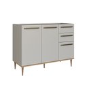 Ver imagem 3 de Balcão de Cozinha 120cm 3 Portas 2 Gavetas Espaço Cuba ou Tampo Isabelle Bege/Freijó/Arenas