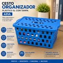 Ver imagem 3 de Cesto Organizador com Tampa 5 Litros Caixa Empilhável Multiuso para Closet Armário e Escritório