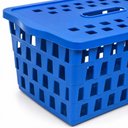Ver imagem 4 de Cesto Organizador com Tampa 5 Litros Caixa Empilhável Multiuso para Closet Armário e Escritório