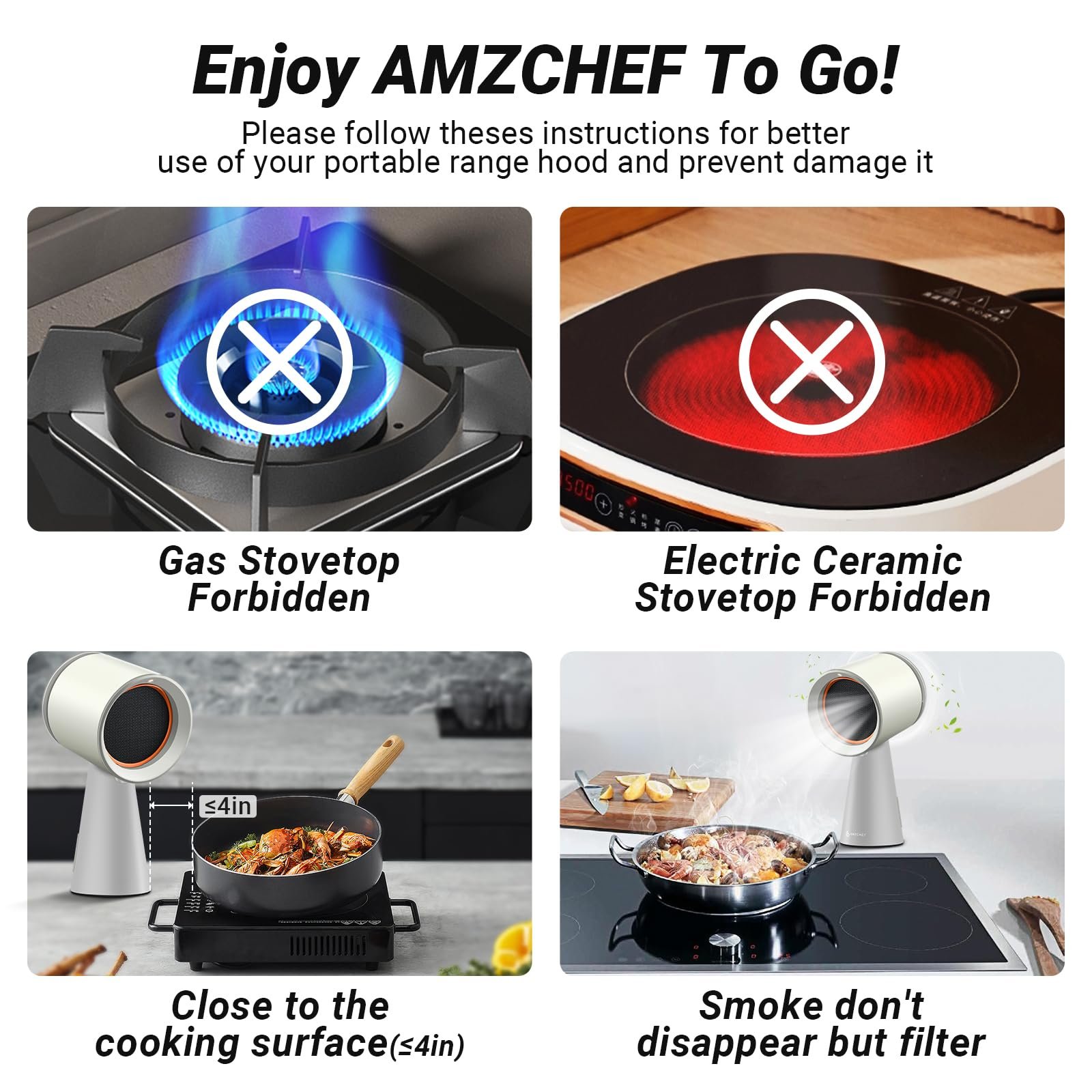 Amzchef Exaustor Portátil com Coletor de Óleo e 3 Velocidades (ccw) - 9