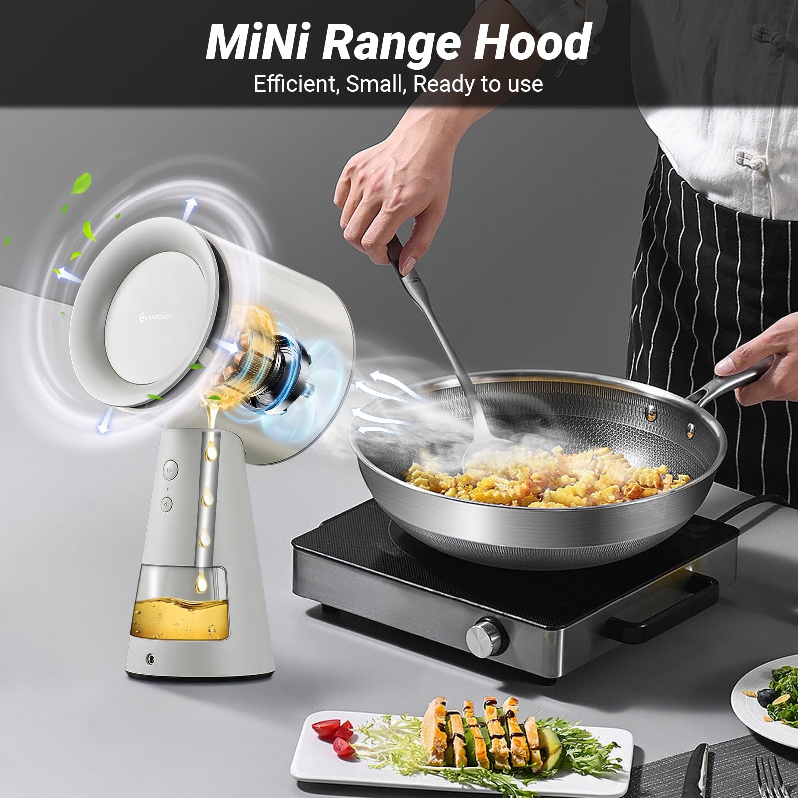 Amzchef Exaustor Portátil com Coletor de Óleo e 3 Velocidades (ccw) - 6