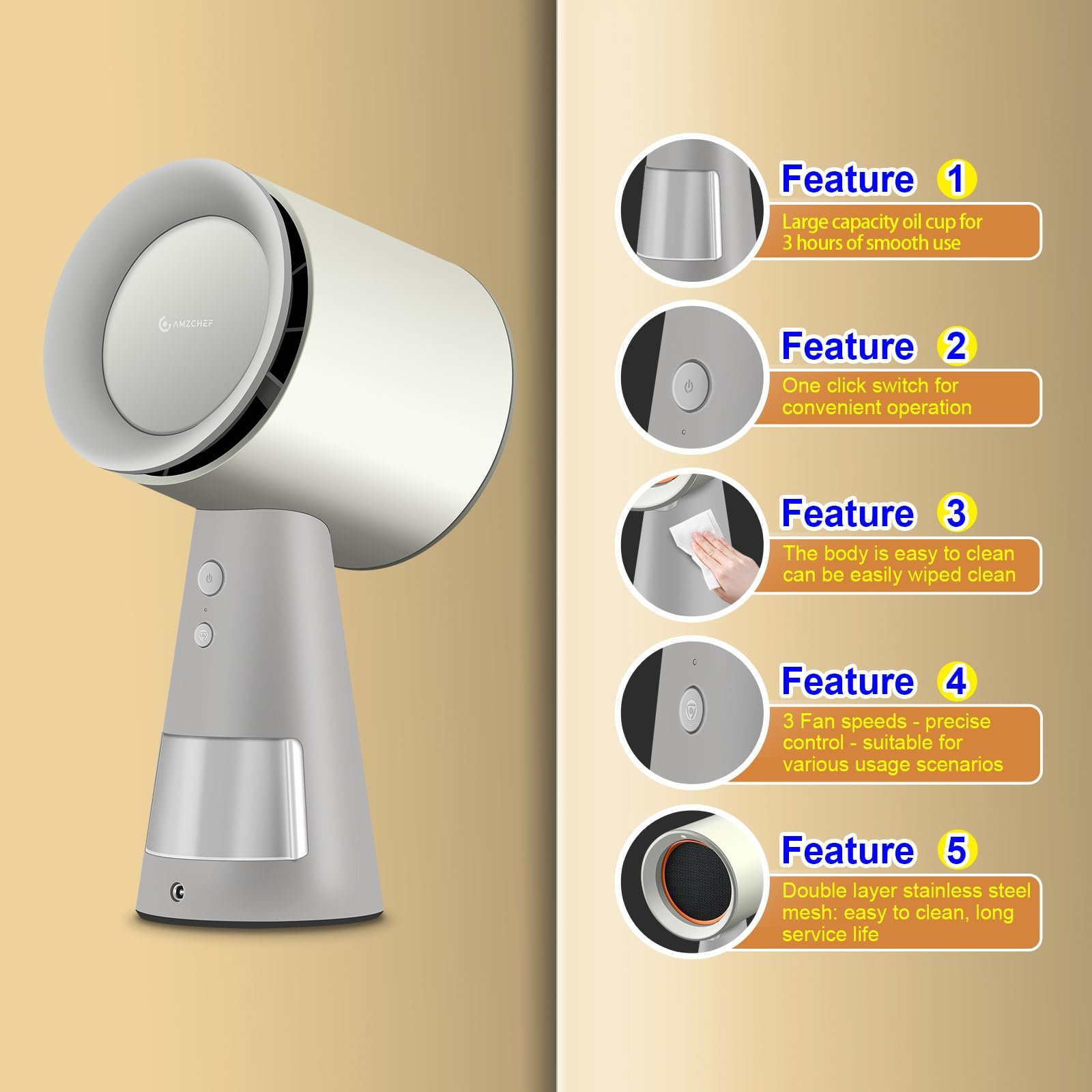 Amzchef Exaustor Portátil com Coletor de Óleo e 3 Velocidades (ccw) - 7