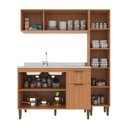 Ver imagem 3 de Cozinha Iara Modulada 3 Peças 7 Portas 1 Gaveta Marrom/Freijó/Off White