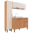 Ver imagem 2 de Cozinha Iara Modulada 3 Peças 7 Portas 1 Gaveta Marrom/Freijó/Off White