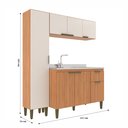 Ver imagem 4 de Cozinha Iara Modulada 3 Peças 7 Portas 1 Gaveta Marrom/Freijó/Off White