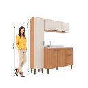 Ver imagem 5 de Cozinha Iara Modulada 3 Peças 7 Portas 1 Gaveta Marrom/Freijó/Off White