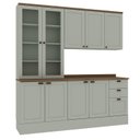 Ver imagem 3 de Cozinha Modulada Compacta 4 Peças com Armário Aéreo 2 Portas Vidro 100% Mdf com Tampo