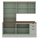 Ver imagem 2 de Cozinha Modulada Compacta 4 Peças com Armário Aéreo 2 Portas Vidro 100% Mdf com Tampo