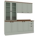 Ver imagem 4 de Cozinha Modulada Compacta 4 Peças com Armário Aéreo 2 Portas Vidro 100% Mdf com Tampo