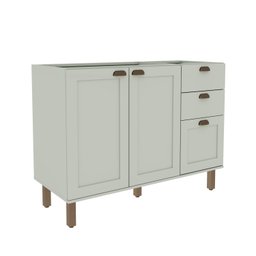 Cozinha Modulada Compacta 4 Peças com Armário Aéreo 2 Portas Vidro 100% Mdf com Tampo - 7