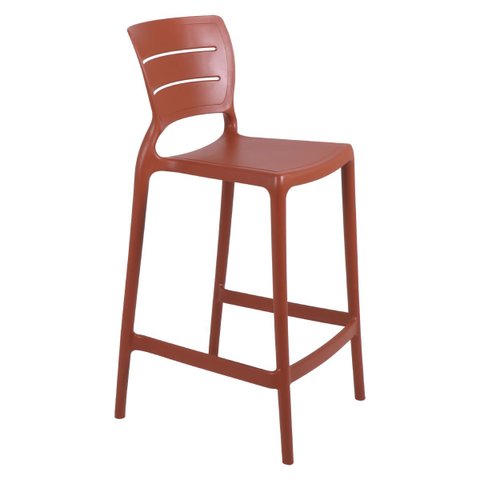 Banqueta Alta para Cozinha Tramontina Amélia Terracota em Polipropileno com Proteção Antimicrobiana