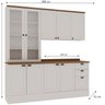 Cozinha Modulada Compacta 4 Peças com Armário Aéreo 2 Portas Vidro 100% Mdf com Tampo - 4