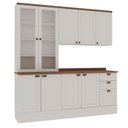 Ver imagem 2 de Cozinha Modulada Compacta 4 Peças com Armário Aéreo 2 Portas Vidro 100% Mdf com Tampo