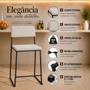 Ver imagem 2 de Kit 3 Banquetas Alta Balcão Estofada com Encosto Preto Linho Dubai