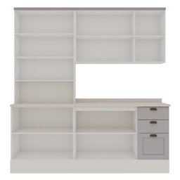 Cozinha Modulada Compacta 4 Peças com Armário Aéreo 2 Portas Vidro 100% Mdf com Tampo  - 2