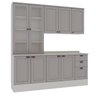 Cozinha Modulada Compacta 4 Peças com Armário Aéreo 2 Portas Vidro 100% Mdf com Tampo  - 3