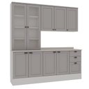 Ver imagem 3 de Cozinha Modulada Compacta 4 Peças com Armário Aéreo 2 Portas Vidro 100% Mdf com Tampo