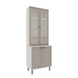 Cozinha Modulada Compacta 4 Peças com Armário Aéreo 2 Portas Vidro 100% Mdf com Tampo  - 6