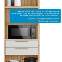 Paneleiro Torre Quente com 2 Portas 2 Gavetas e Espaço Micro-ondas 100% MDF Vicenza Espresso Móveis - 7