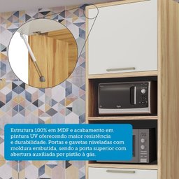 Paneleiro Torre Quente com 2 Portas 2 Gavetas e Espaço Micro-ondas 100% MDF Vicenza Espresso Móveis - 6