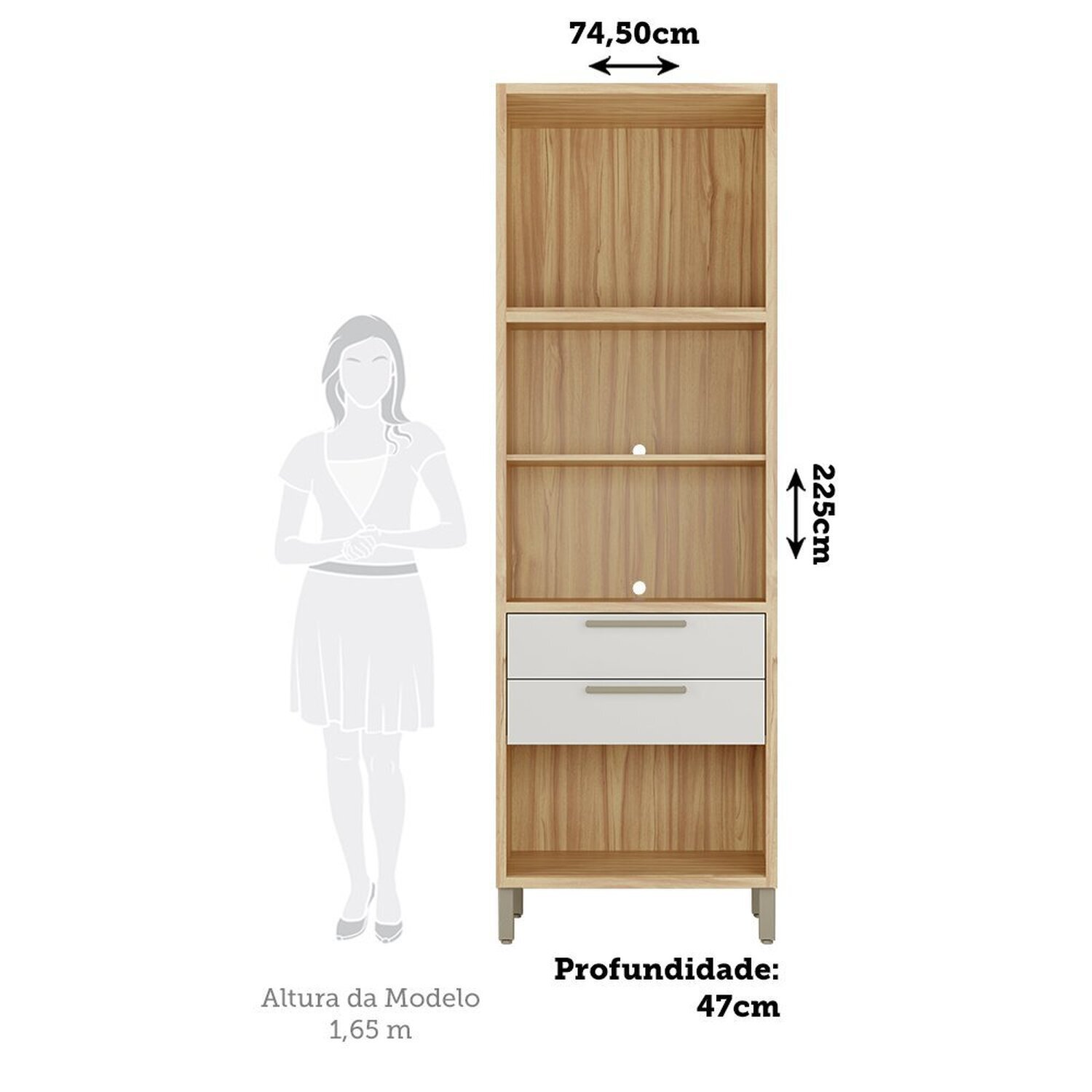 Paneleiro Torre Quente com 2 Portas 2 Gavetas e Espaço para Micro-ondas 100% Mdf Vicenza Espresso Mó - 4