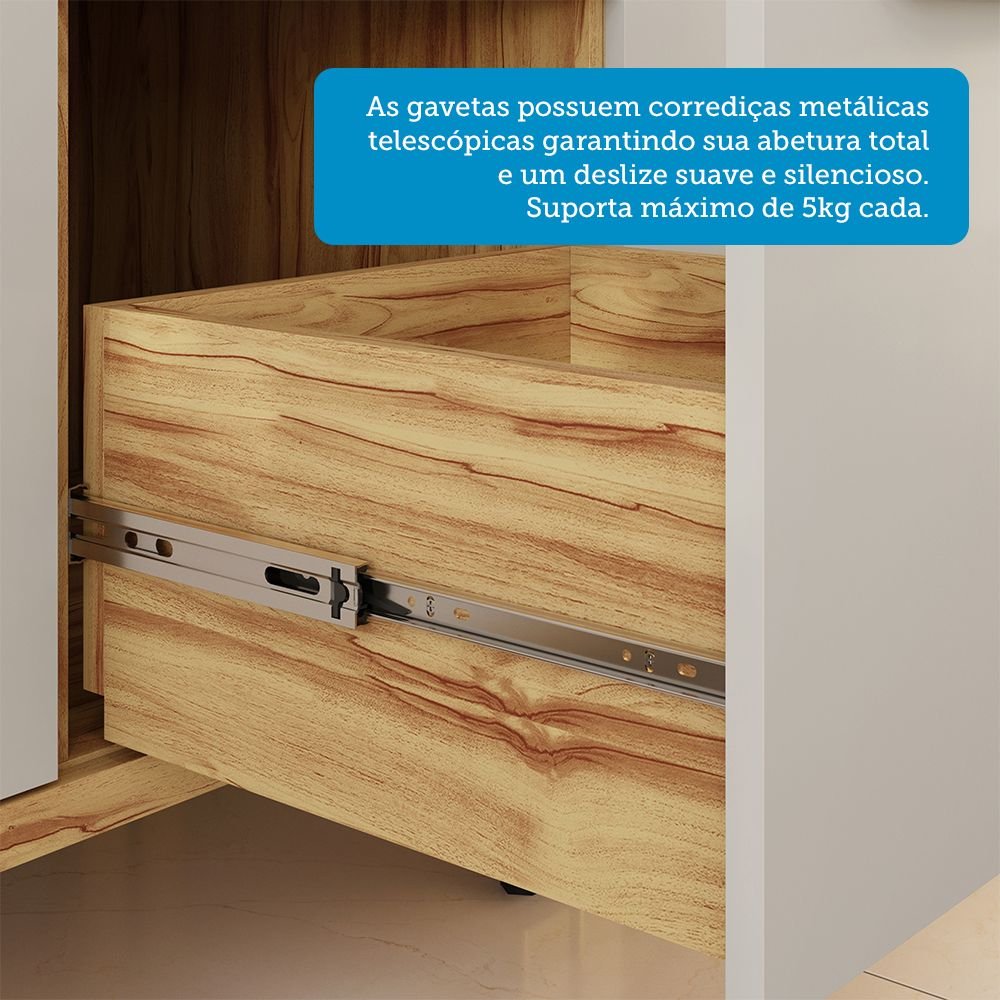 Paneleiro Torre Quente com 2 Portas 2 Gavetas e Espaço Micro-ondas 100% MDF Vicenza Espresso Móveis - 9