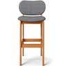 Banqueta Alta Bar Cozinha Sala Jantar Fixa Betta L02 Imbuia Linho Cinza Escuro - Lyam Decor - 3