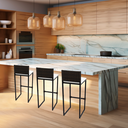 Ver imagem 6 de Kit 3 Bancos Quadrado Junco Argila para Bancada Alta Cozinha Área Gourmet Bistrô Piscina Bar