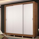 Ver imagem 1 de Guarda Roupa Casal Madesa Lyon Plus 3 Portas de Correr 4 Gavetas com Pés - Rustic/branco