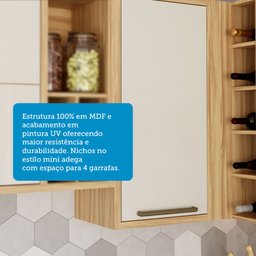 Armário Aéreo de Cozinha Canto Reto com 1 Porta e Mini Adega 100% Mdf Vicenza Espresso Móveis - 7
