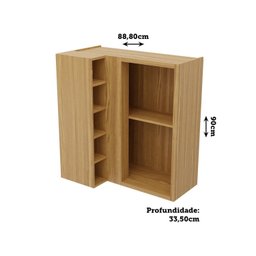 Armário Aéreo de Cozinha Canto Reto com 1 Porta e Mini Adega 100% Mdf Vicenza Espresso Móveis - 4