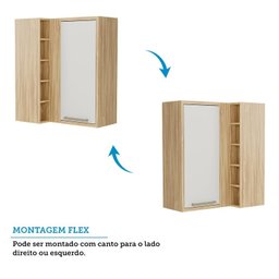 Armário Aéreo de Cozinha Canto Reto com 1 Porta e Mini Adega 100% Mdf Vicenza Espresso Móveis - 5